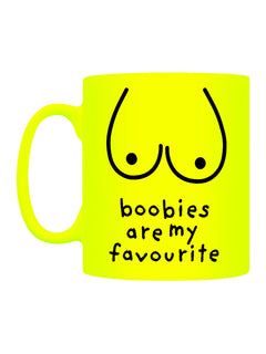 Boobies Are My Favourite Yellow Neon Mug