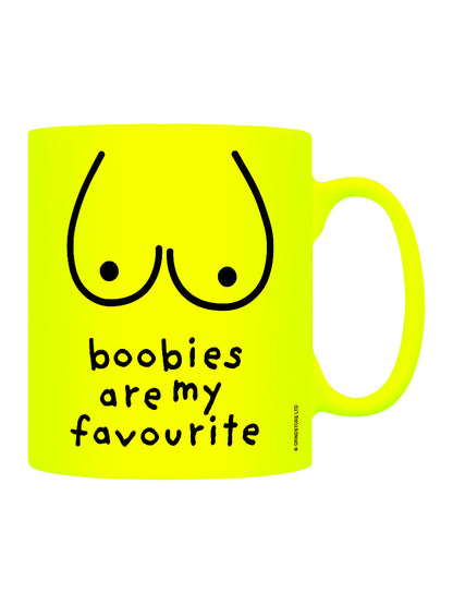 Boobies Are My Favourite Yellow Neon Mug