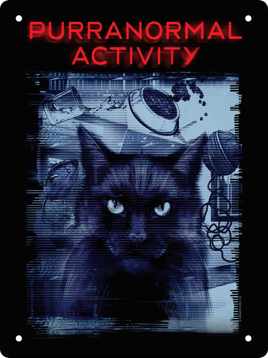 Horror Cats Purranormal Activity Mini Tin Sign