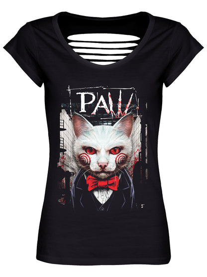 Horror Paw Ladies Black Razor Back T-Shirt