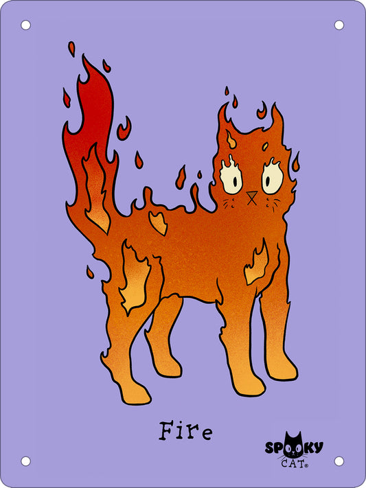 Spooky Cat Elements Fire Mini Tin Sign