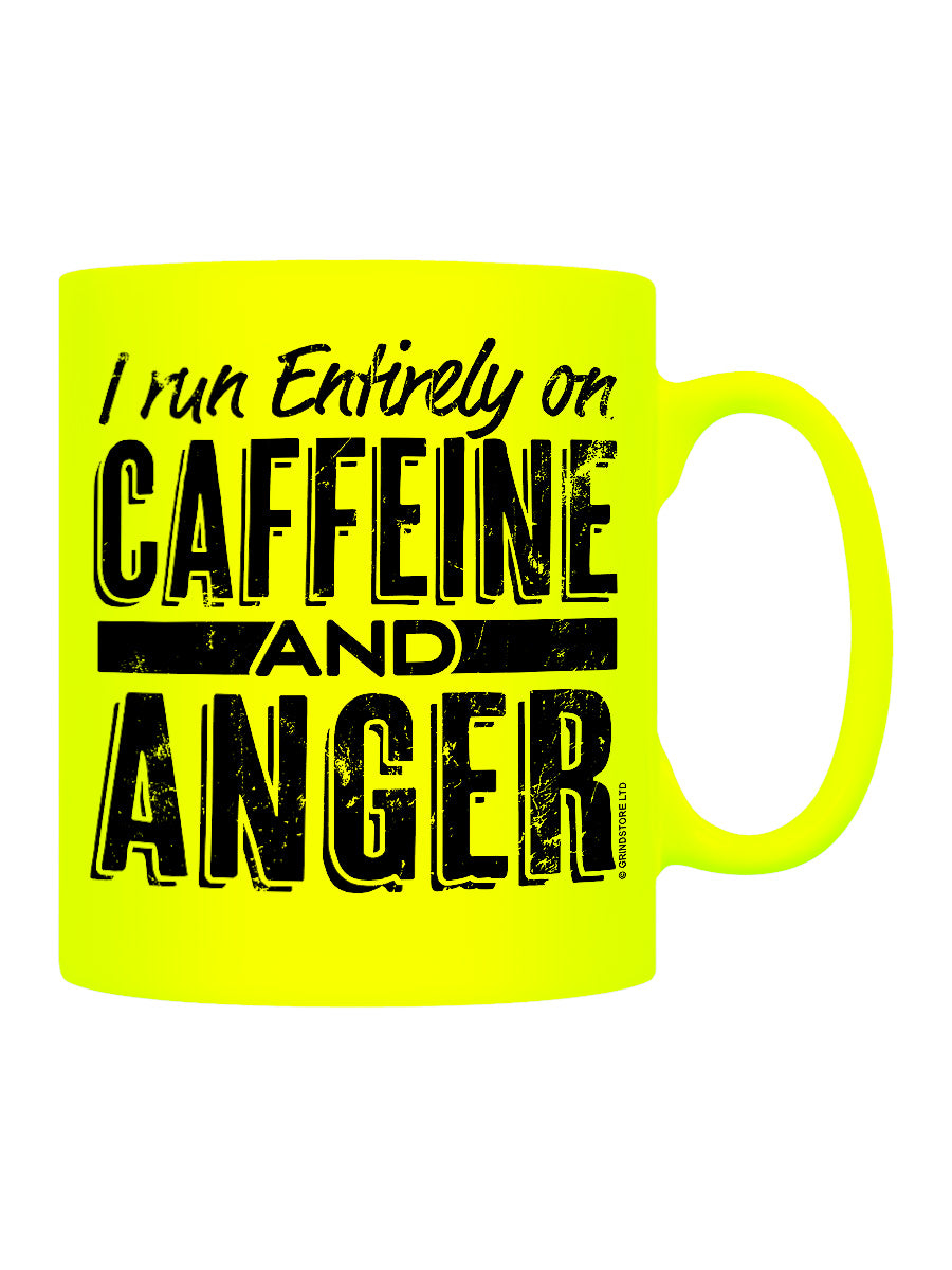 I Run Entirely On Caffeine And Anger Yellow Neon Mug