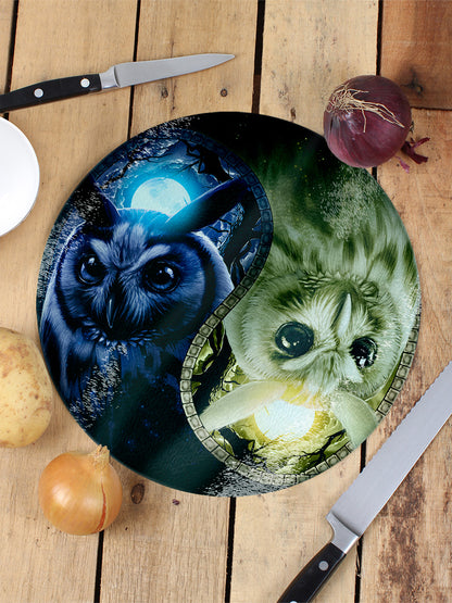 Owl Yin Yang Circular Chopping Board