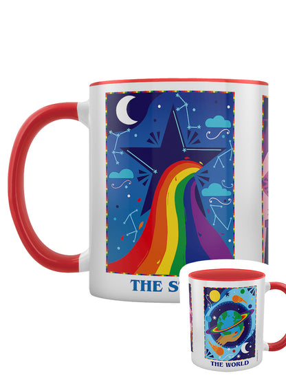 Deadly Tarot Pride Star, Moon & The World Red Inner 2-Tone Mug