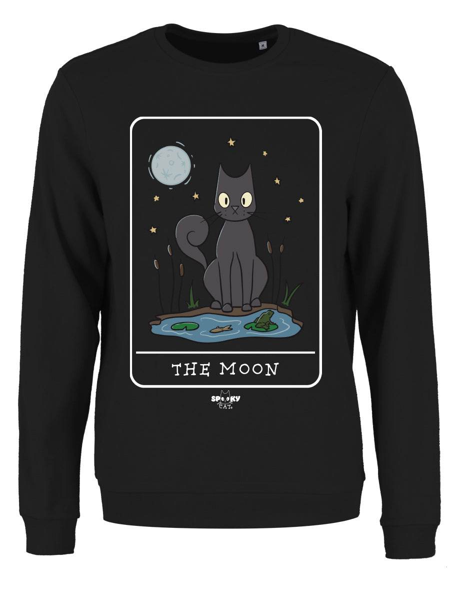 Spooky Cat Tarot The Moon Ladies Black Sweatshirt
