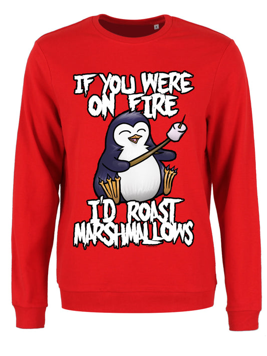 Psycho Penguin If You Were On Fire Ladies Red Sweatshirt