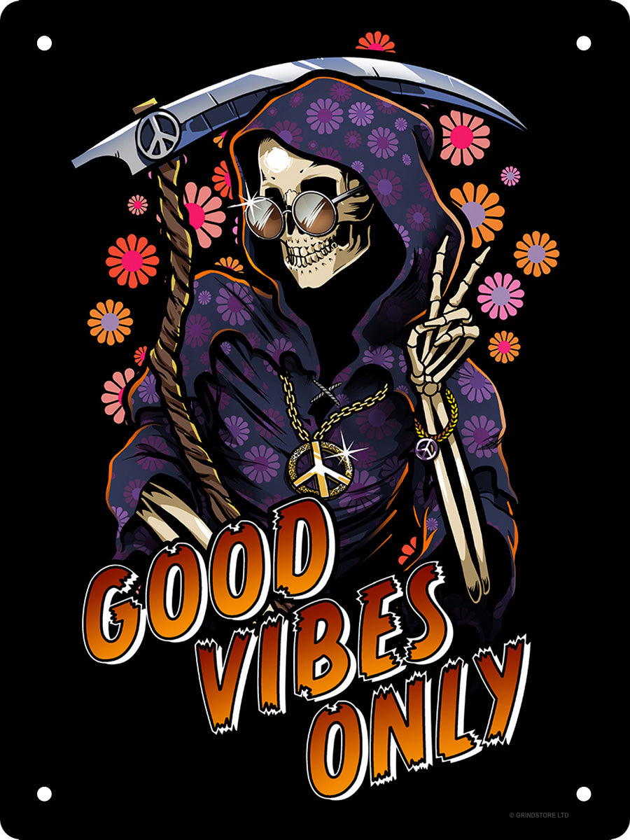 Happy Reaper Good Vibes Only Mini Tin Sign