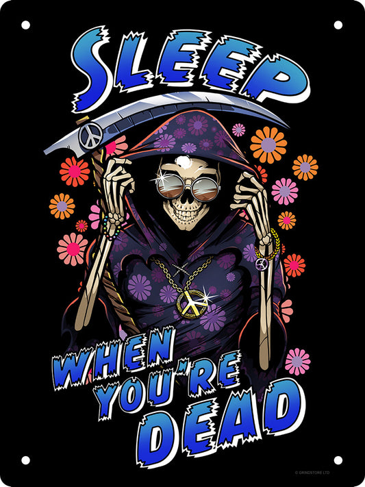 Happy Reaper Sleep When You're Dead Mini Tin Sign