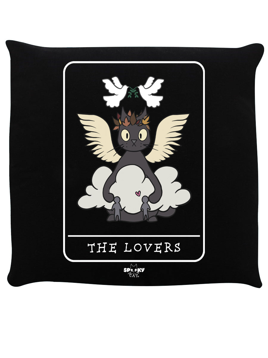 Spooky Cat The Lovers Black Cushion