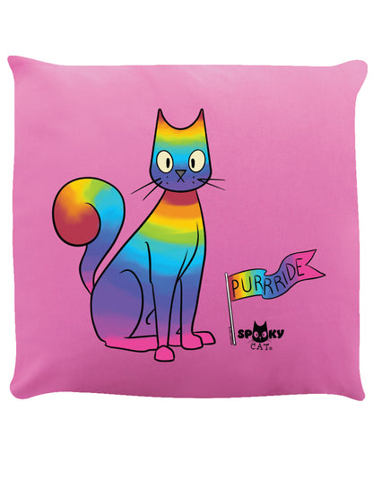 Spooky Cat Purride Pink Cushion