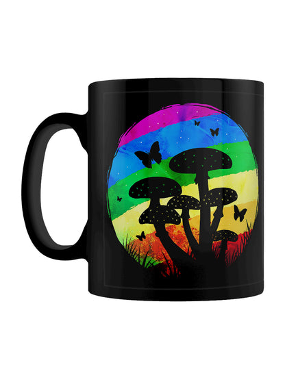 Rainbow Mushrooms Black Mug