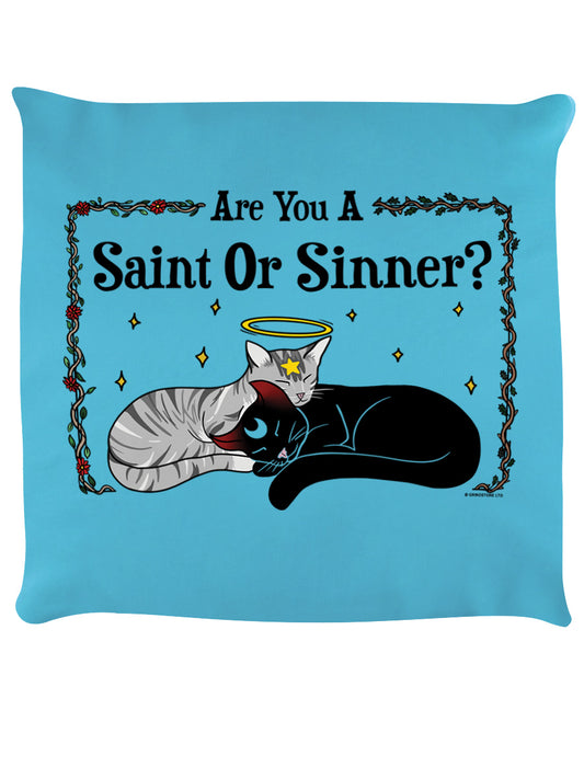 Are You A Saint or Sinner? Sky Blue Cushion