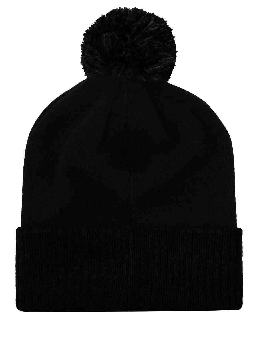 Phases of The Moon Black Bobble Beanie