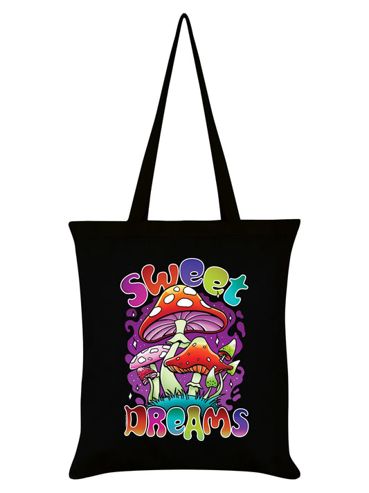 Sweet Dreams Mushroom Black Tote Bag