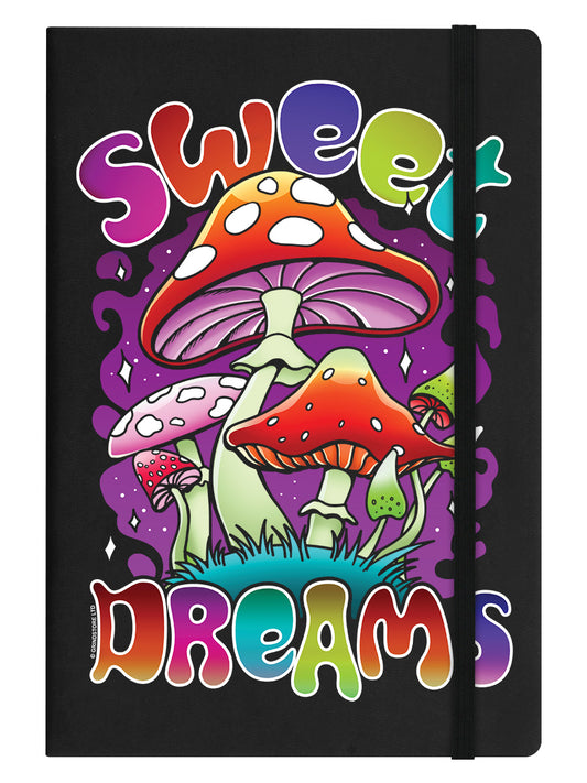 Sweet Dreams Mushroom Black A5 Hard Cover Notebook