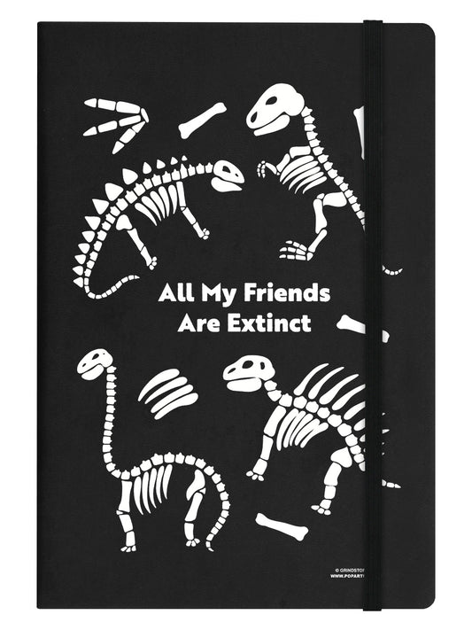 Dinosaur All My Friends Are Extinct Black A5 Hard Cover Notebook