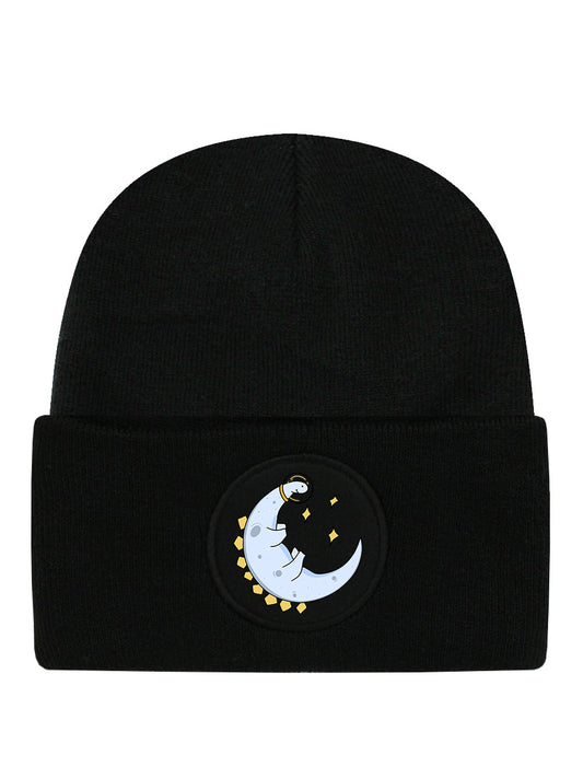 Lunar-saur Moon Black Beanie