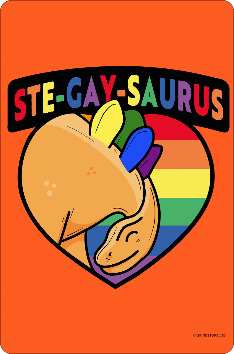 Ste-Gay-Saurus Greet Tin Card