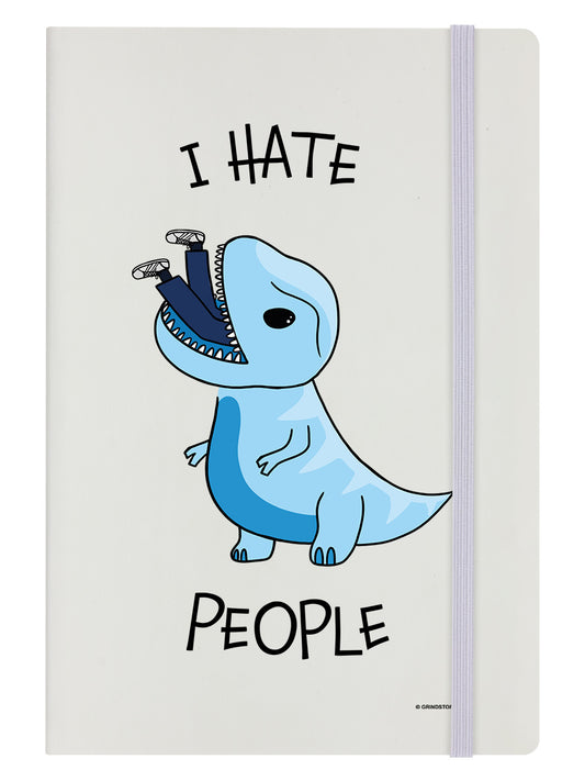 I Hate People Dinosaur Cream A5 Hard Cover Notebook