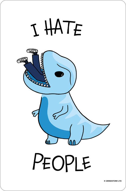 I Hate People Dinosaur Greet Tin Card