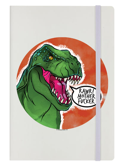Cute But Abusive Dinosaurs - Rawr! Mother Fucker Cream A5 Hard Cover Notebook