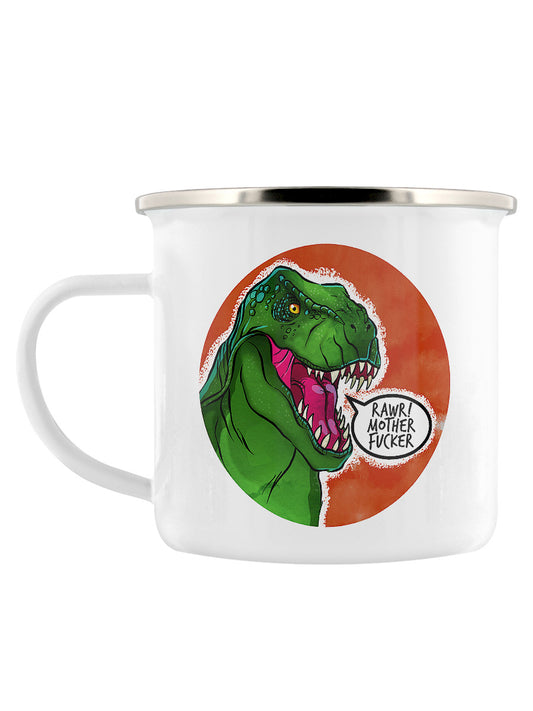 Cute But Abusive Dinosaurs - Rawr! Mother Fucker Enamel Mug