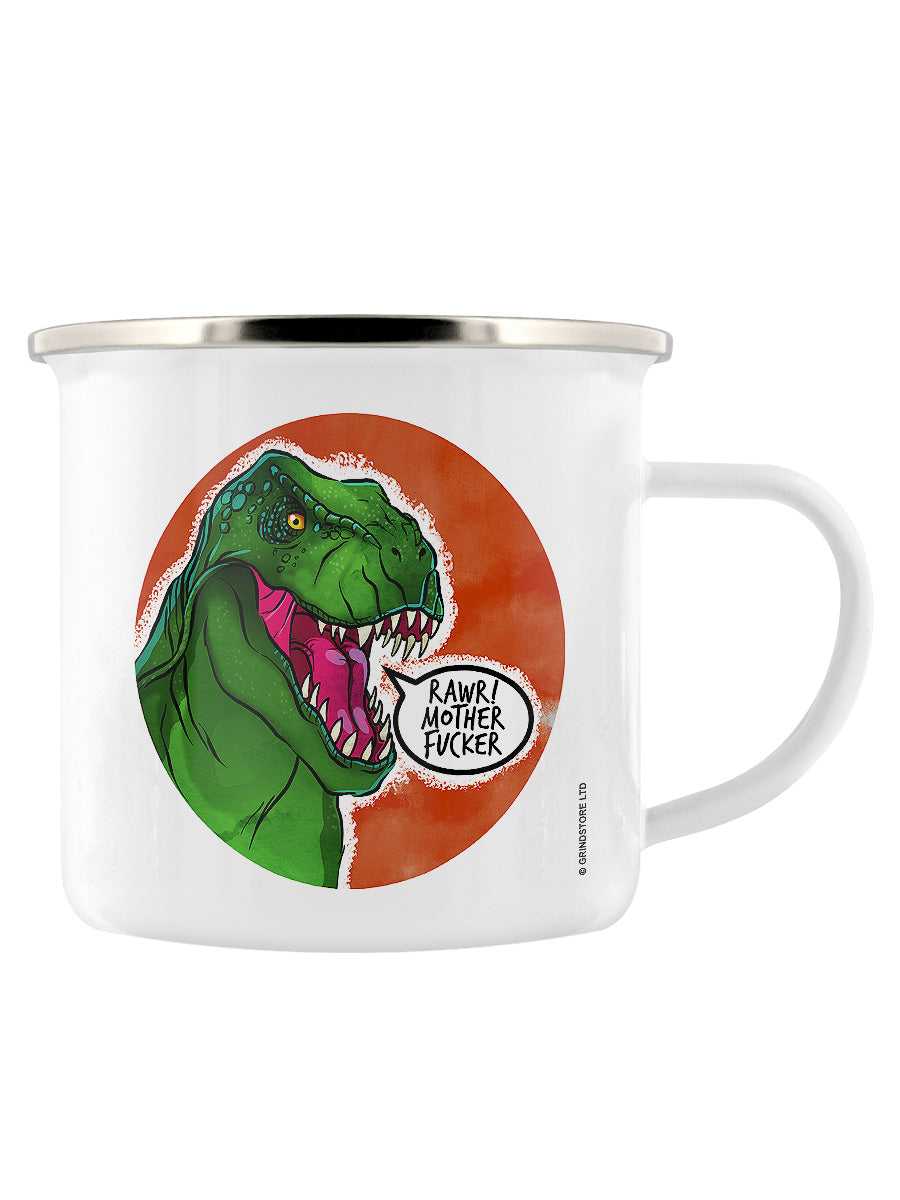 Cute But Abusive Dinosaurs - Rawr! Mother Fucker Enamel Mug
