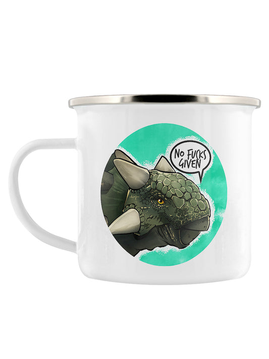 Cute But Abusive Dinosaurs - No Fucks Given Enamel Mug