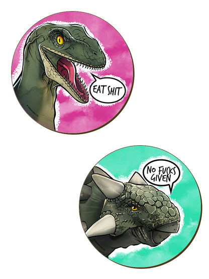 Cute But Abusive Dinosaurs 4 Piece Coaster Set