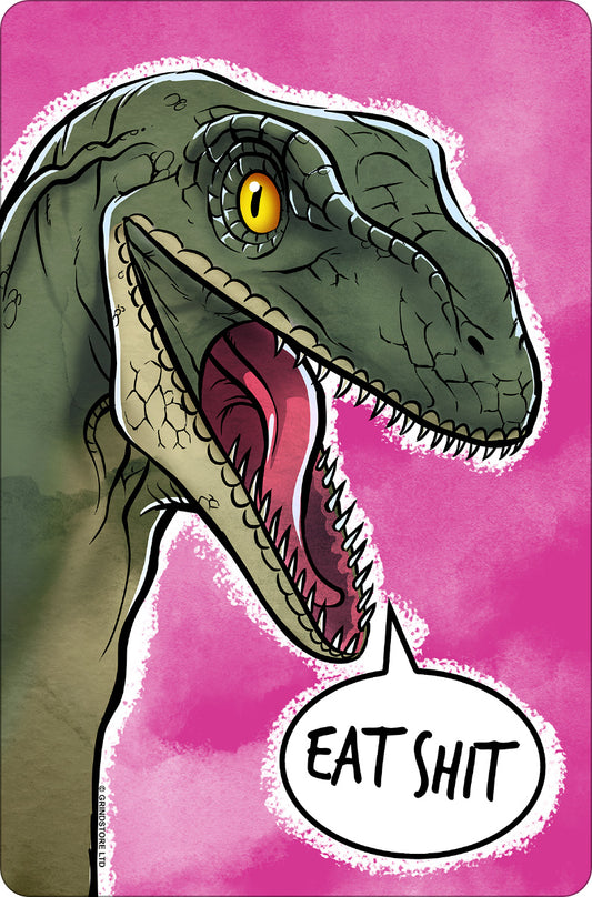 Cute But Abusive Dinosaurs - Eat Shit Greet Tin Card