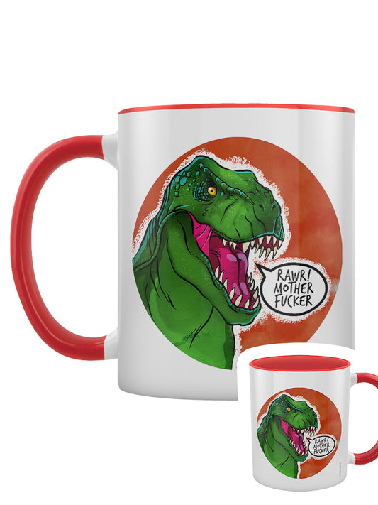 Cute But Abusive Dinosaurs - Rawr! Mother Fucker Red Inner 2-Tone Mug