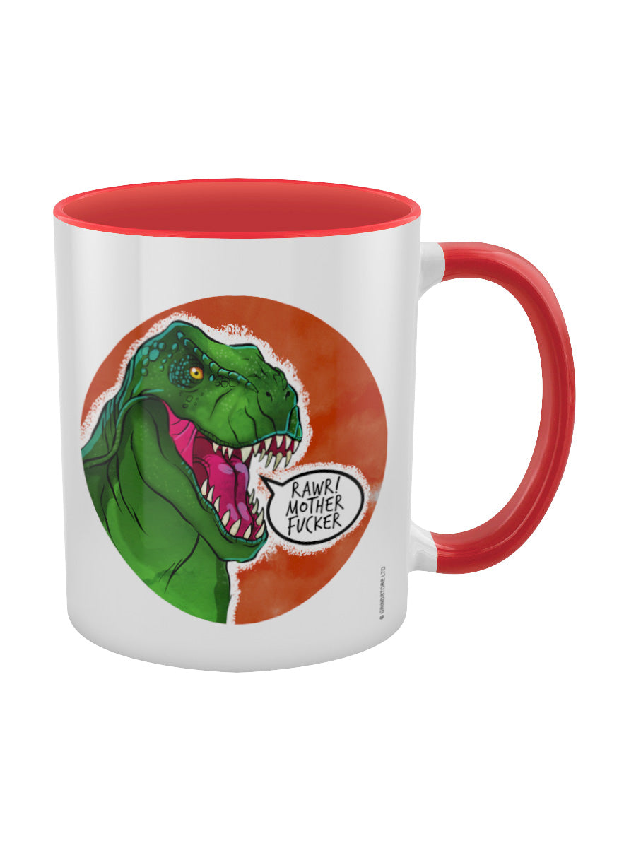 Cute But Abusive Dinosaurs - Rawr! Mother Fucker Red Inner 2-Tone Mug
