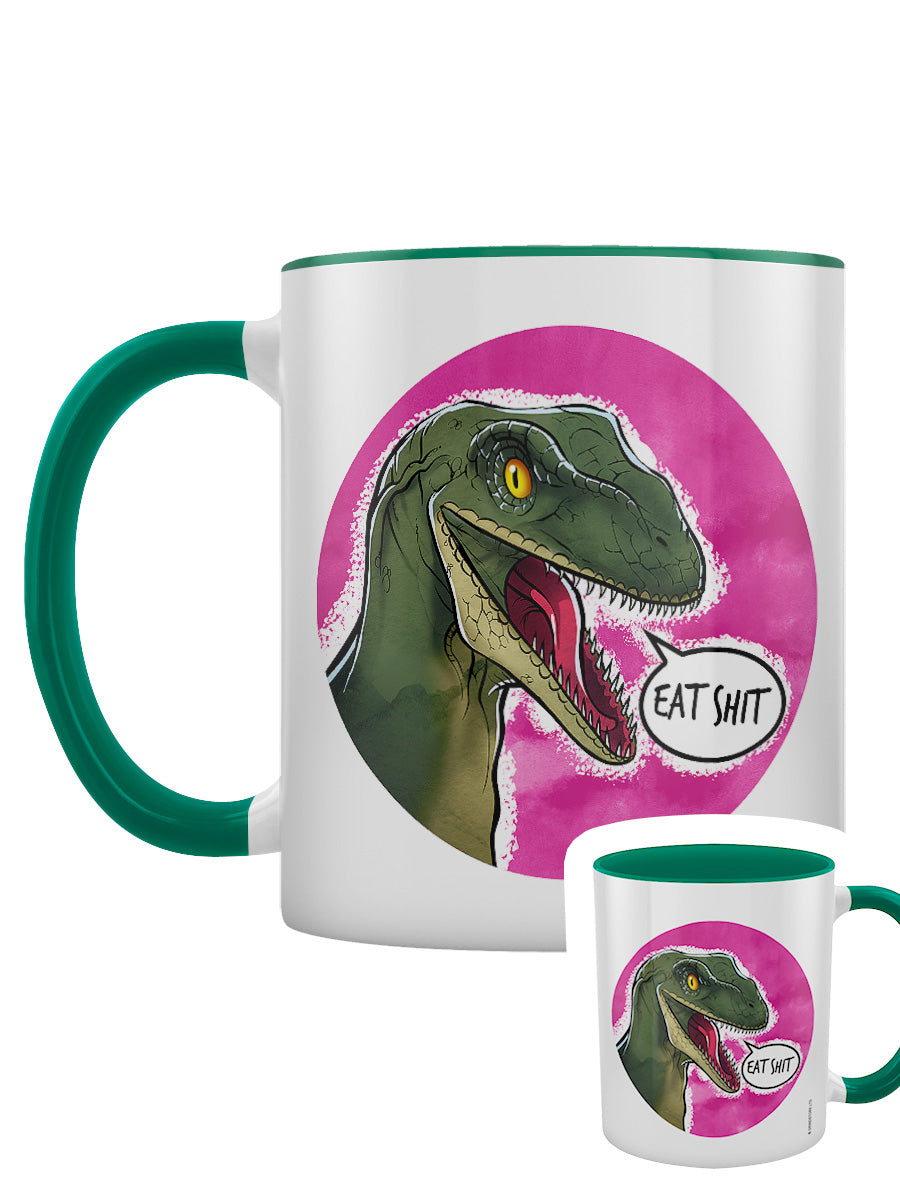 Cute But Abusive Dinosaurs - Eat Shit Green Inner 2-Tone Mug