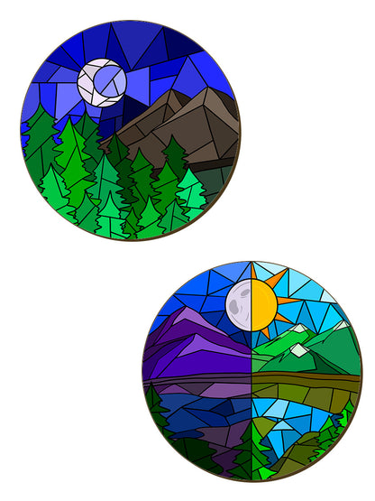Landscapes Stained Glass 4 Piece Coaster Set