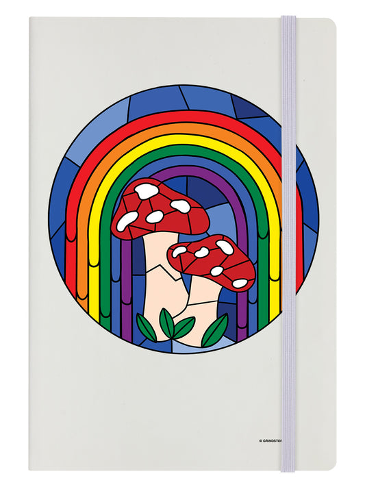 Mushroom Rainbow Stained Glass A5 Hard Cover Notebook