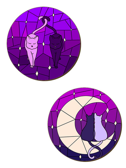 Cats Stained Glass 4 Piece Coaster Set