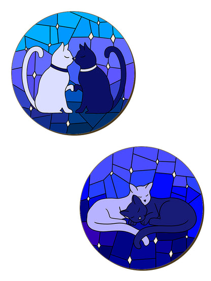 Cats Stained Glass 4 Piece Coaster Set