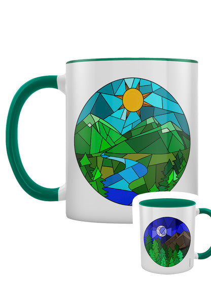 Night & Day Stained Glass Green Inner 2-Tone Mug