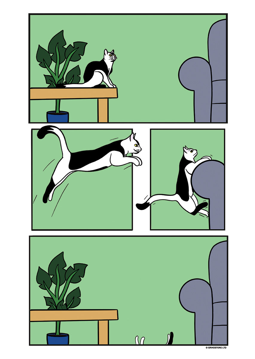 The Big Jump Cat Comic Mini Poster