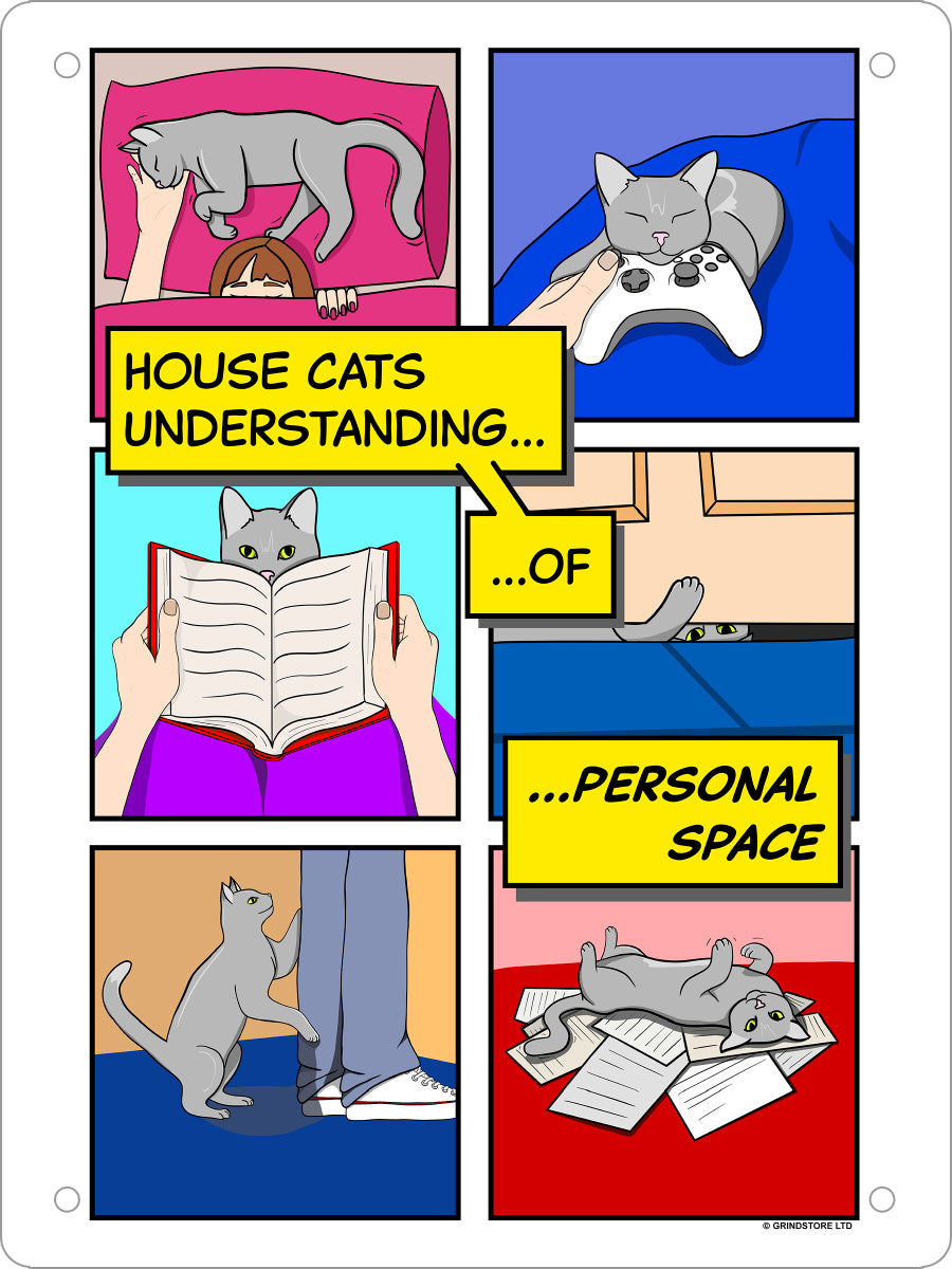 Personal Space Cat Comic Mini Tin Sign