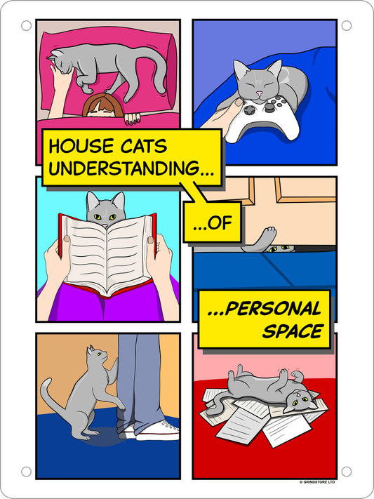 Personal Space Cat Comic Mini Tin Sign