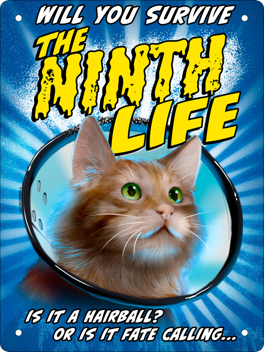 Vintage Horror Cats The Ninth Life Mini Tin Sign
