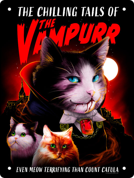 Vintage Horror Cats The Vampurr Mini Tin Sign