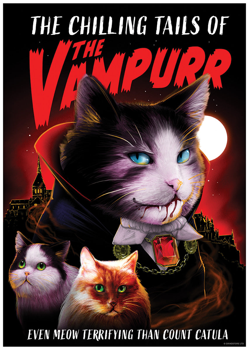 Vintage Horror Cats The Vampurr Mini Poster
