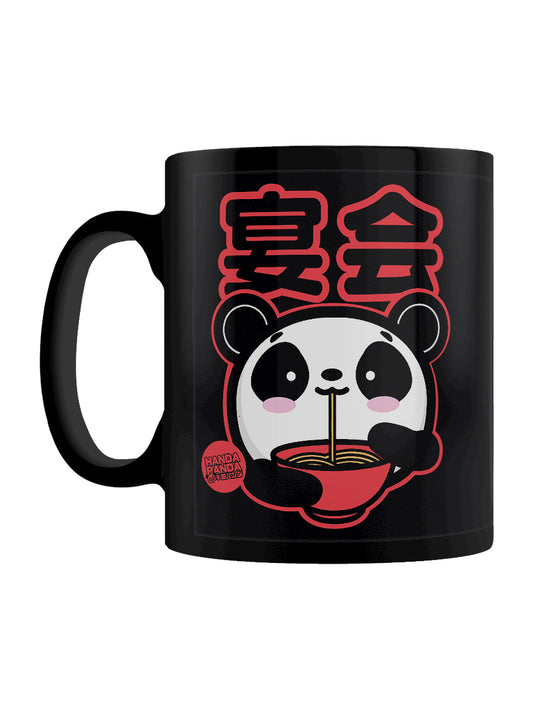 Handa Panda Ramen Black Mug