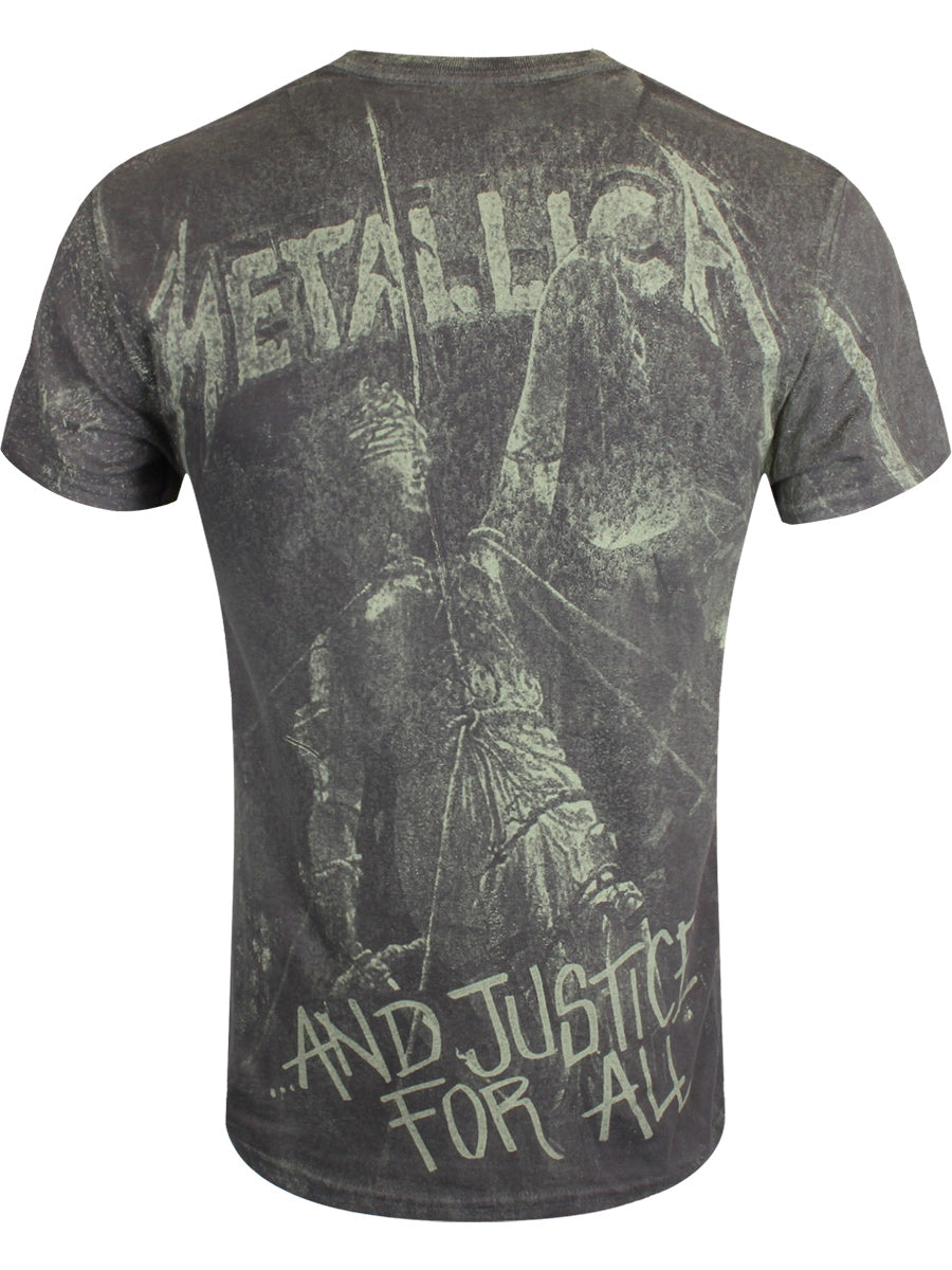 Metallica Justice Neon All-Over Men's Charcoal T-Shirt