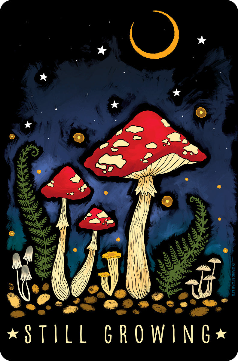 Magical Mushrooms Still Growing Greet Tin Card