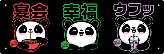 Handa Panda Ramen, Happiness & Bubbles Slim Tin Sign