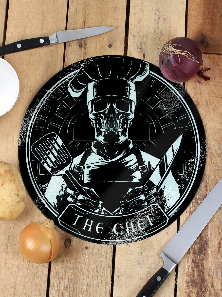 Deadly Tarot The Chef Circular Glass Chopping Board