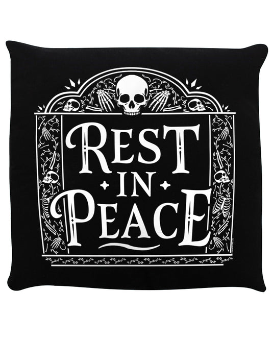 Rest In Peace Skeleton Black Cushion